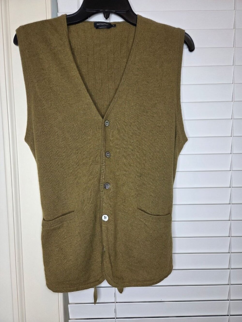 Womens Cashmere Button up Vest M Tie Back Pockets academia professorcore bloke